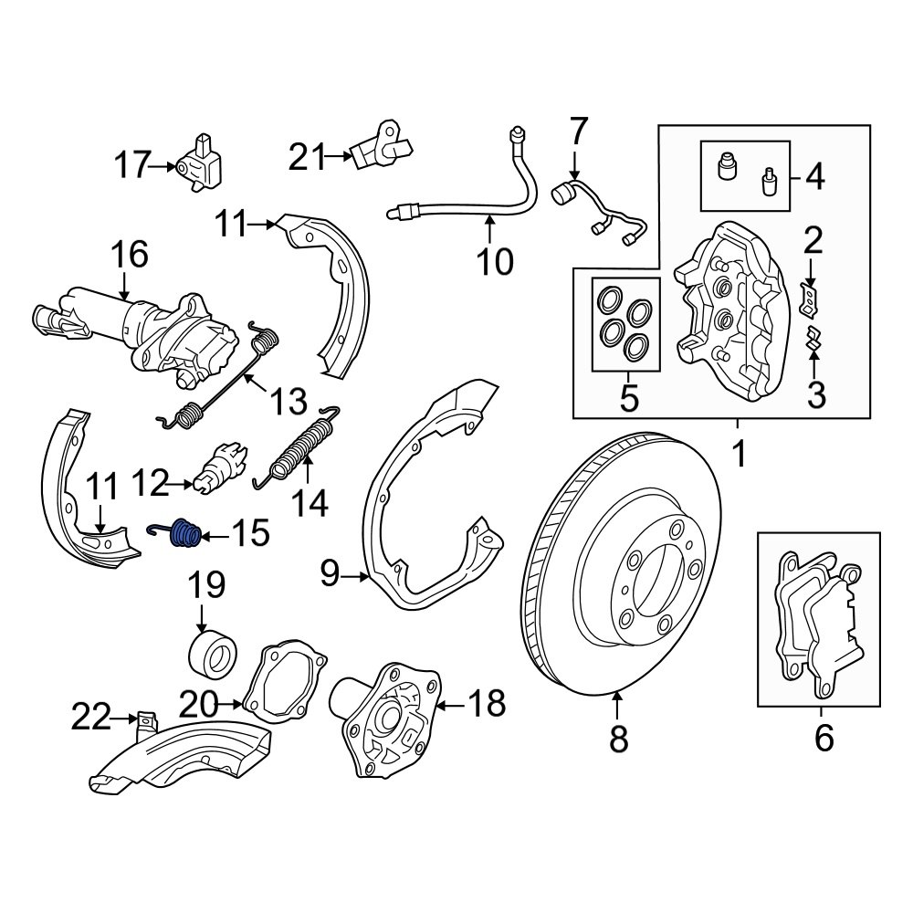 Audi OE 298609717 Rear Lower Parking Brake Shoe Return Spring