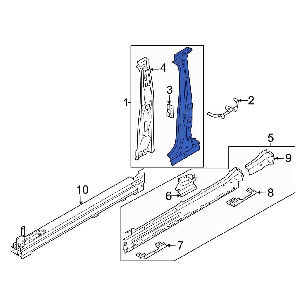 Audi OE 11A809219A - Left Body B-Pillar Reinforcement