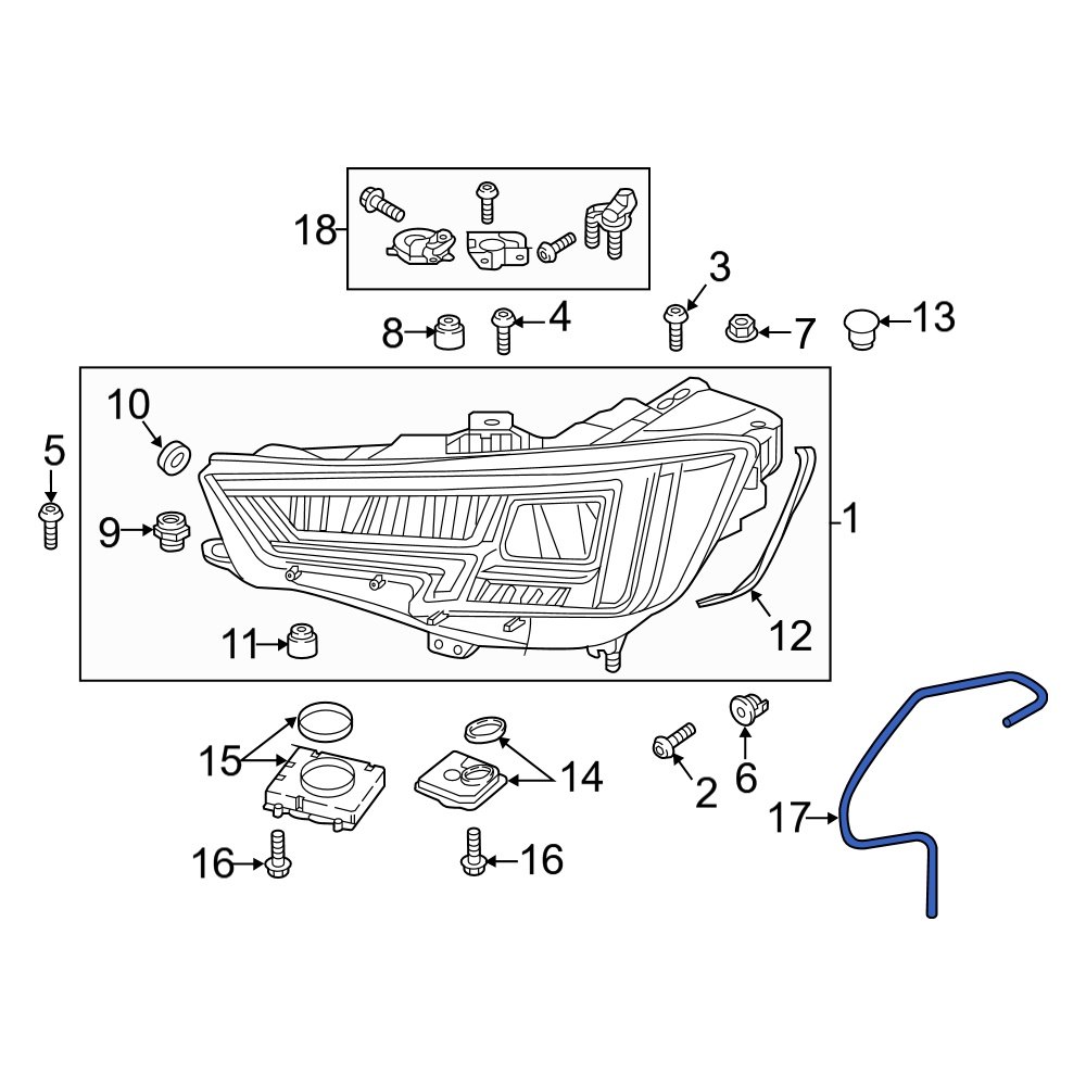 Audi OE 8W0941717A Front Headlight Housing Vent Tube