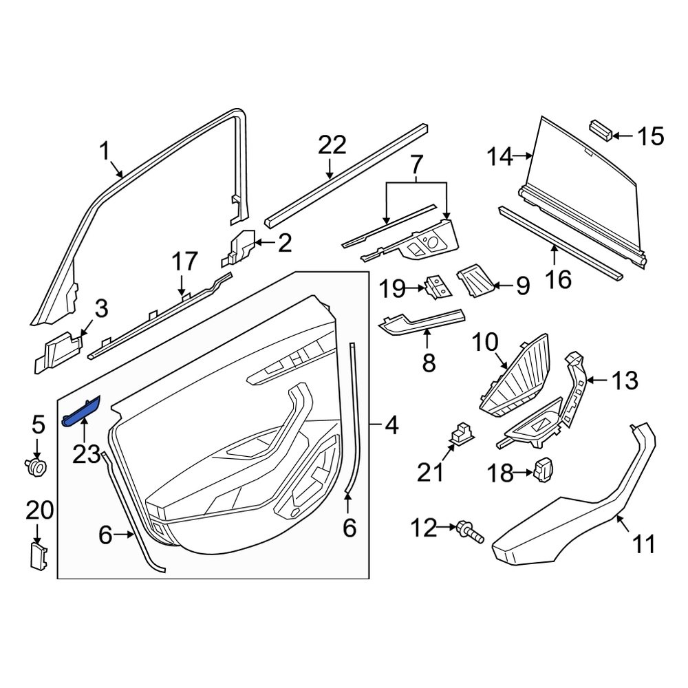 Audi OE 4H0853714A3Q7 Front Right Door Trim Molding