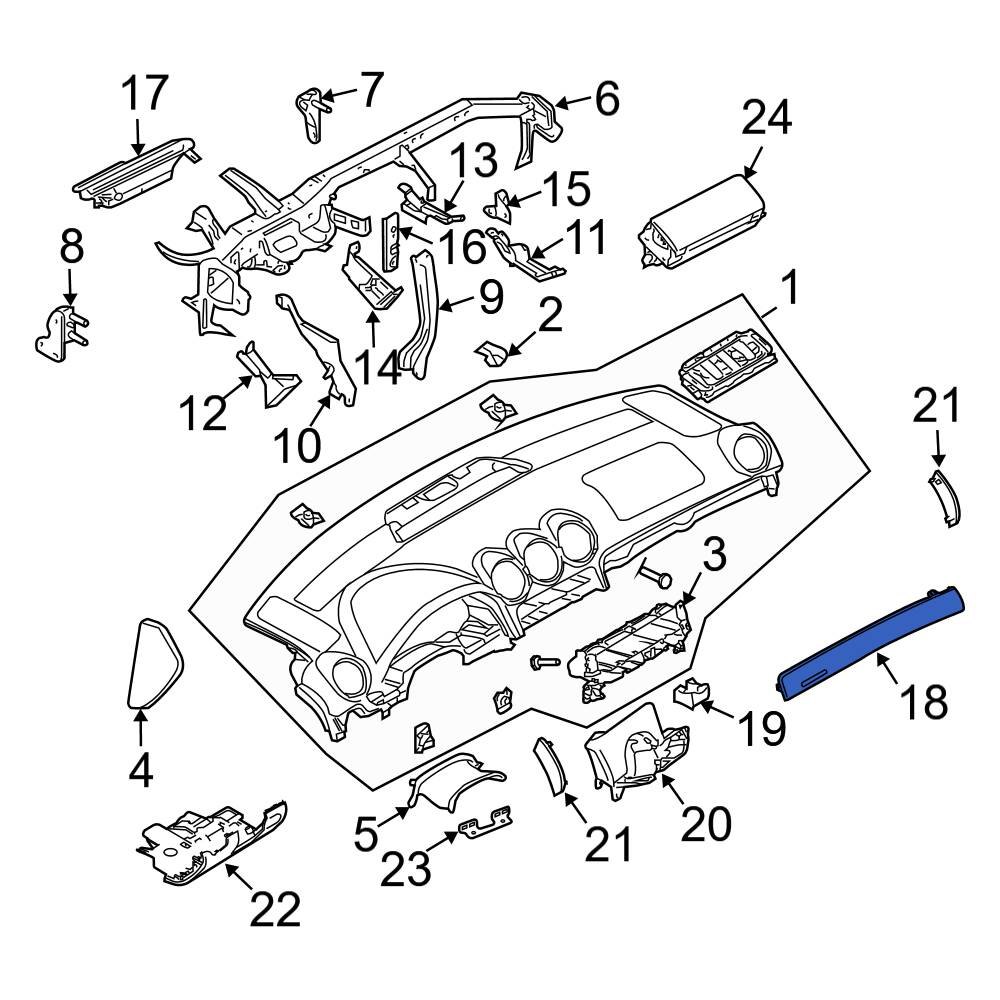 Audi OE 8H1853190B1WV Front Instrument Panel Trim Panel
