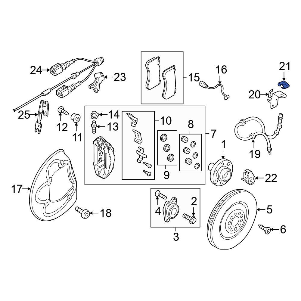 Audi OE 8K0611715 Upper Brake Hydraulic Hose Lock Clip