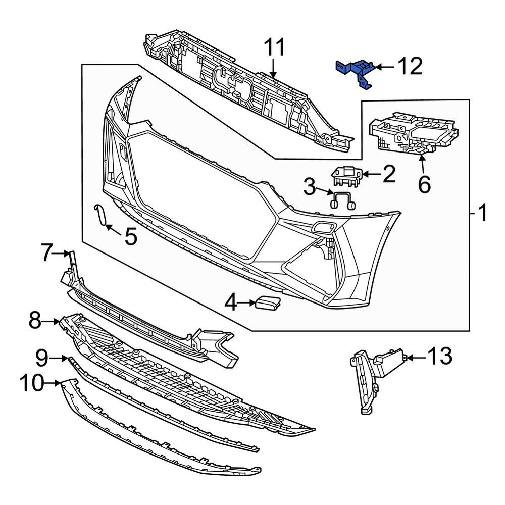 Audi OE 4K8807078B Right Bumper Cover Reinforcement Bracket