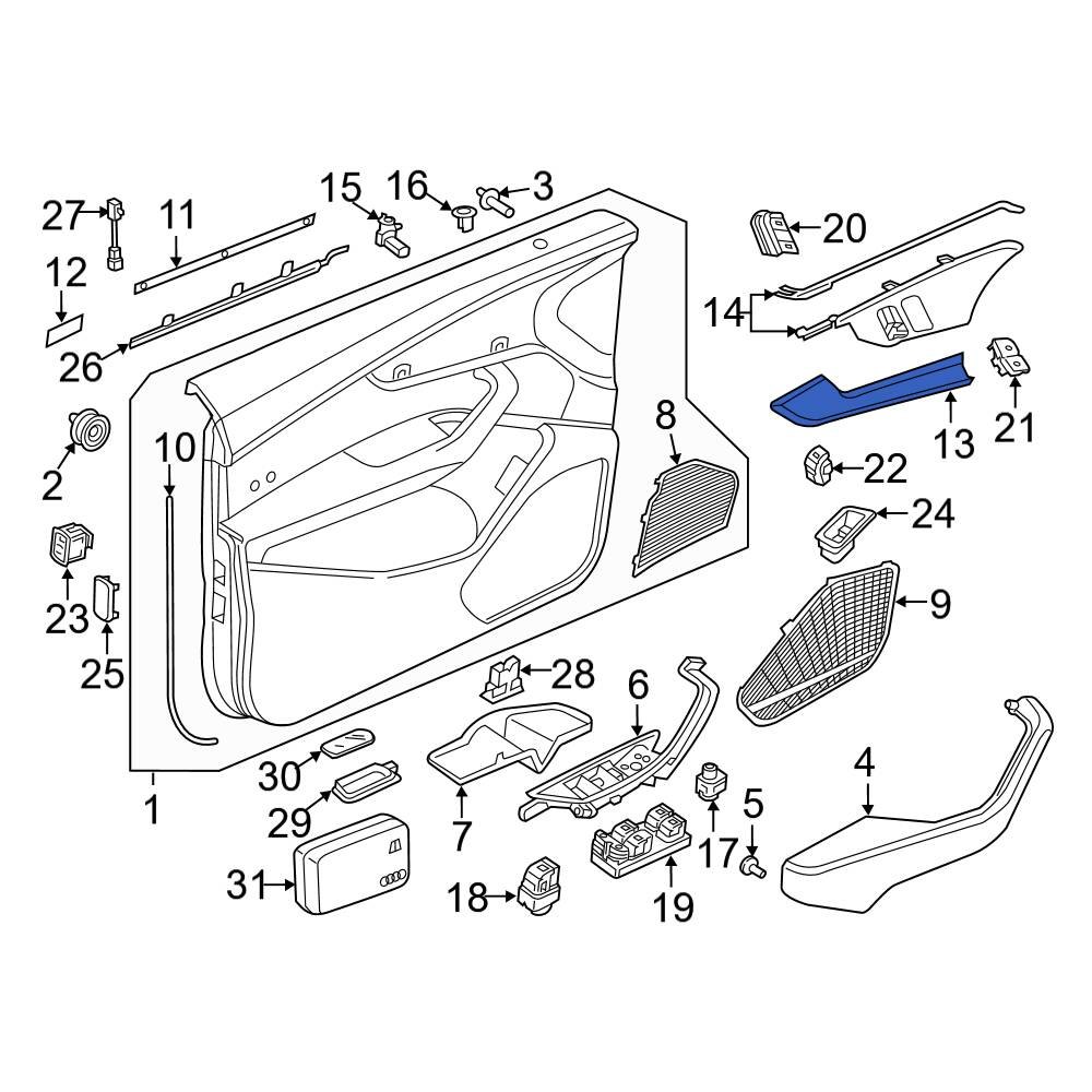 Audi OE 8W6867409G7V7 Front Left Door Trim Molding
