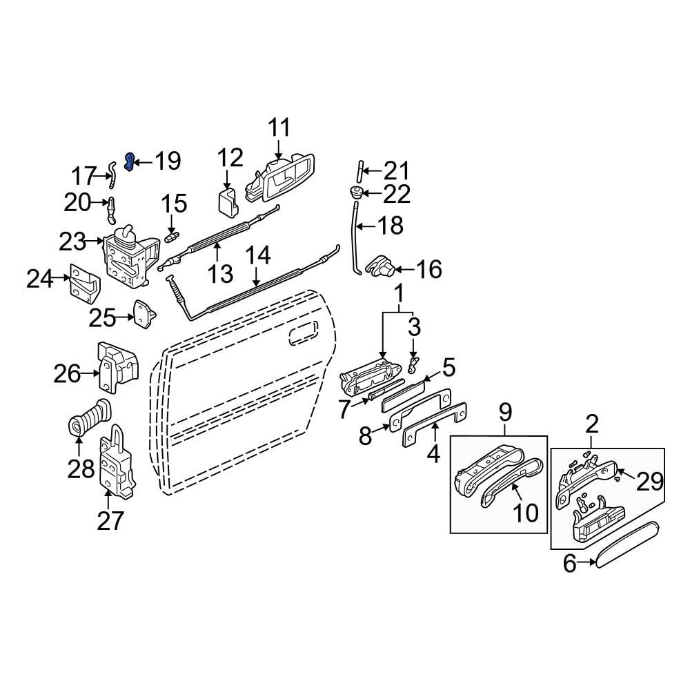 Audi OE 8A0839821 Rear Left Upper Door Lock Rod Clip