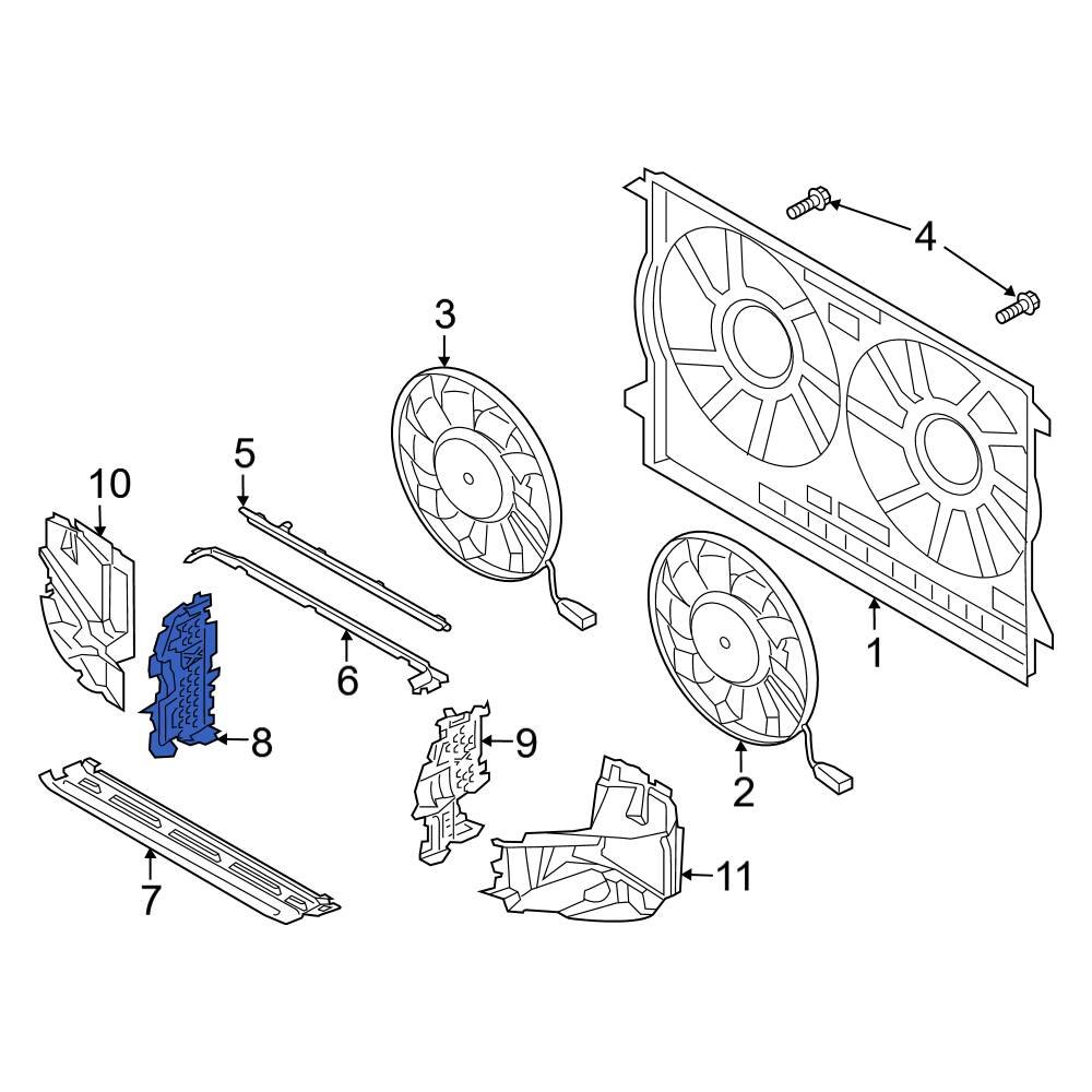 Audi OE 4N0121284AQ Front Right Inner Radiator Support Air Deflector