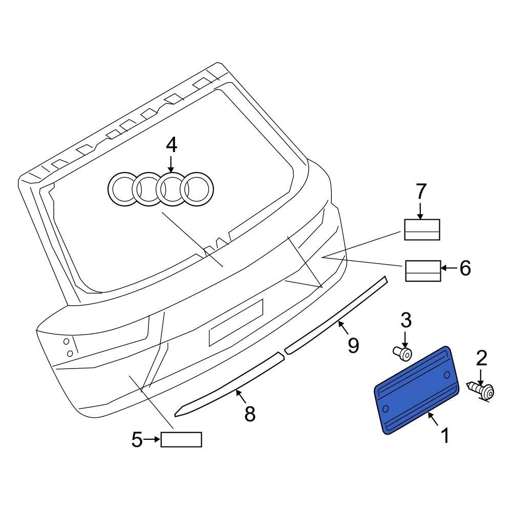 Audi OE 4M0827113D9B9 Rear License Plate Bracket