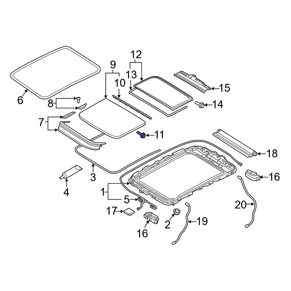 Audi OE 4M8877331 Sunroof Glass Hardware Kit