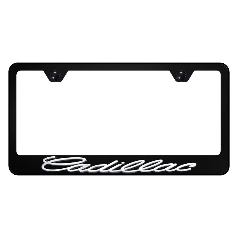 CAR FAN 3D Silver Cadillac Emblem Stainless Steel Metal License Plate,Cadillac Tag License Plate Frame 