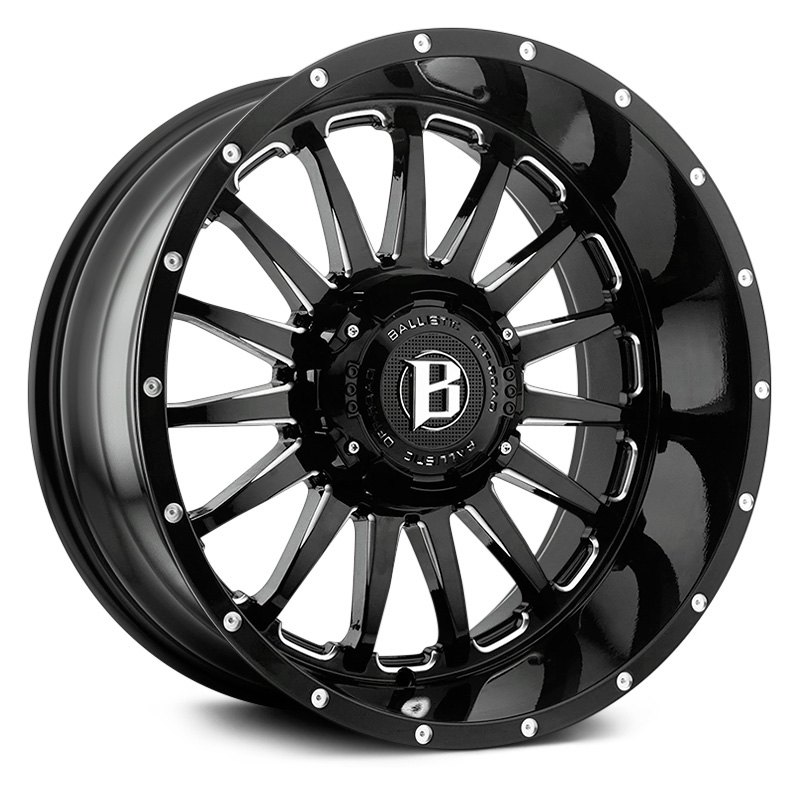 Ballistic 964 Machete Wheels Gloss Black With Milled Windows Rims