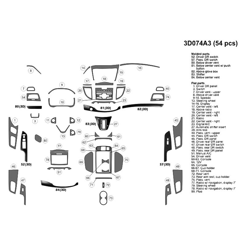 B&I® 3D074A3-DET - Combo Bronze Burlwood Large Dash Kit (54 Pcs)