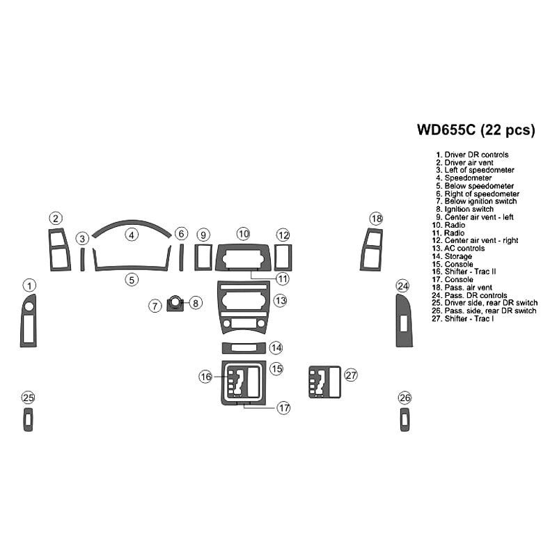 B&i® Wd655c-den - 2d Oxford Burl Full Dash Kit (22 Pcs)