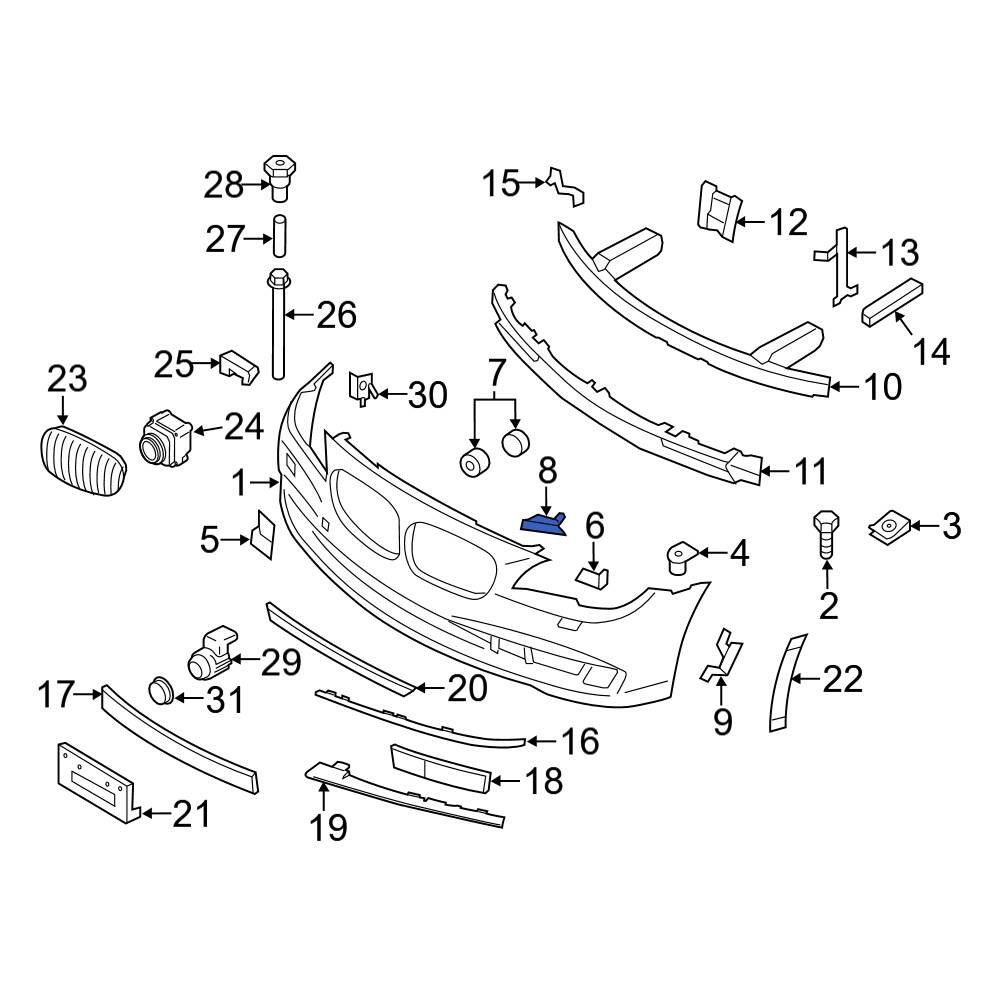 BMW OE 51117313505 Front Left Bumper Cover Reinforcement