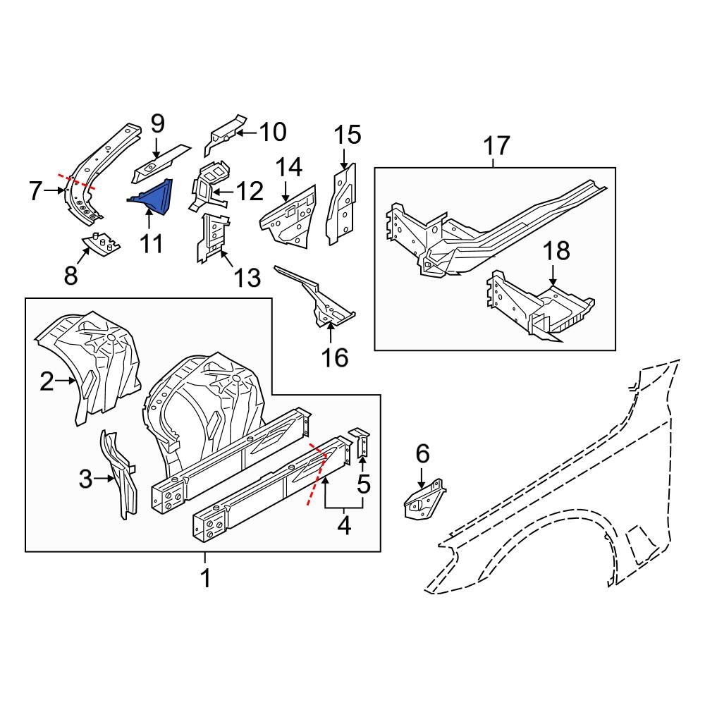 BMW OE 41007412960 - Front Right Fender Gusset