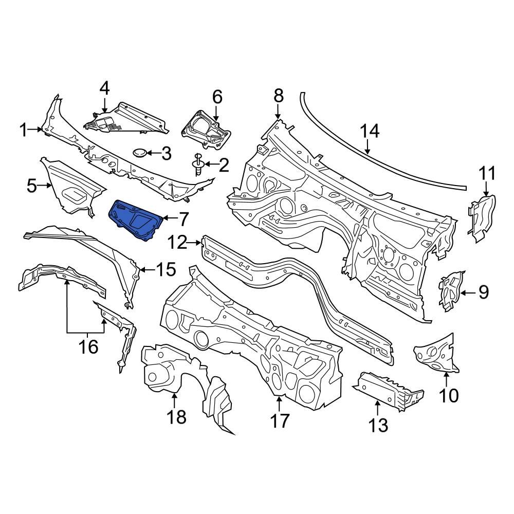 BMW OE 51717232821 - Left Cowl Grille Panel