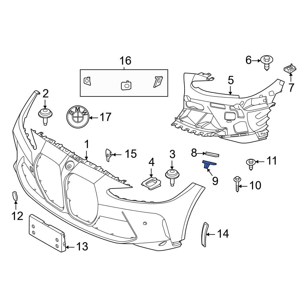 BMW OE 51118069419 - Front Left Lower Bumper Cover Bracket