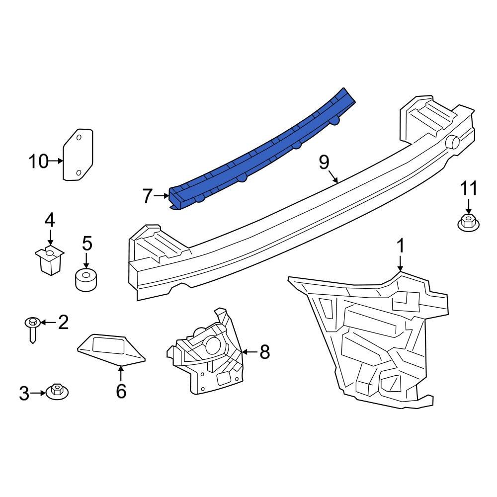 BMW OE 51127490723 - Rear Center Bumper Cover Support Rail