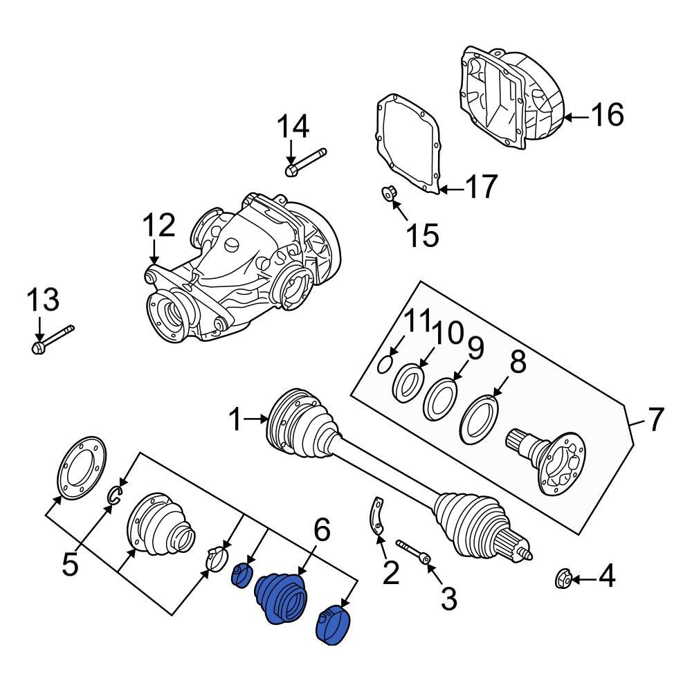 BMW OE 31607507402 Front Left Outer CV Joint Boot Kit