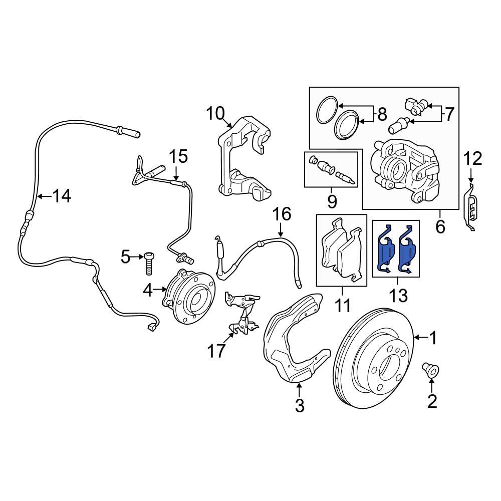 BMW OE 34112359855 Rear Disc Brake Pad Retaining Clip