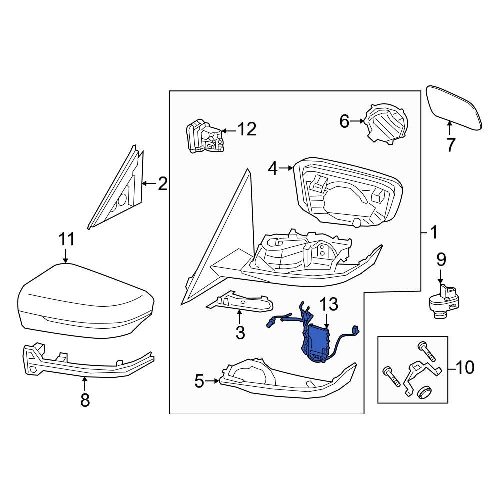 BMW OE 67135A3DB24 Front Right Door Mirror Wiring Harness