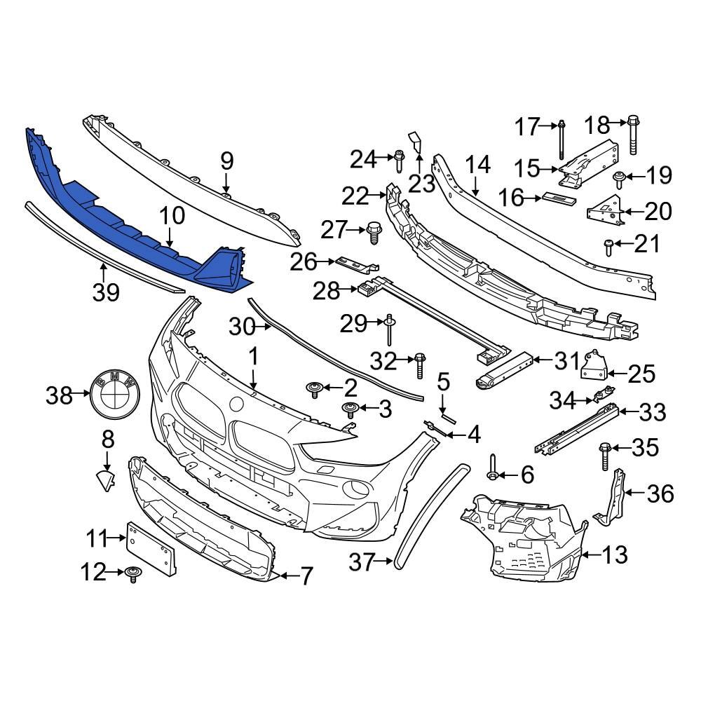 BMW OE 51118069089 Front Lower Bumper Cover Spacer Panel