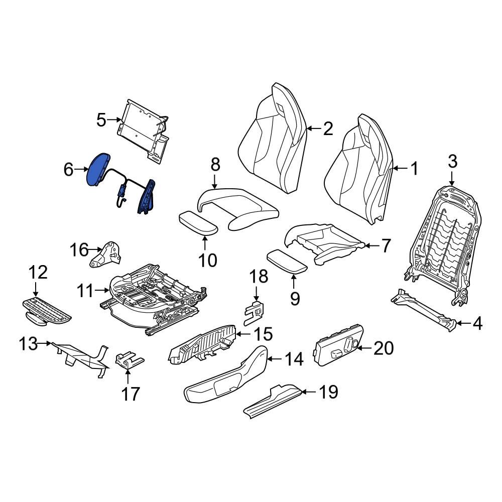 BMW OE 52107310991 Front Right Outer Seat Lumbar Support Cushion