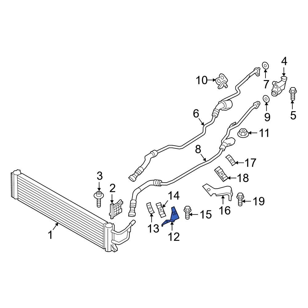 BMW OE 17227936454 Center Transmission Oil Cooler Line Bracket