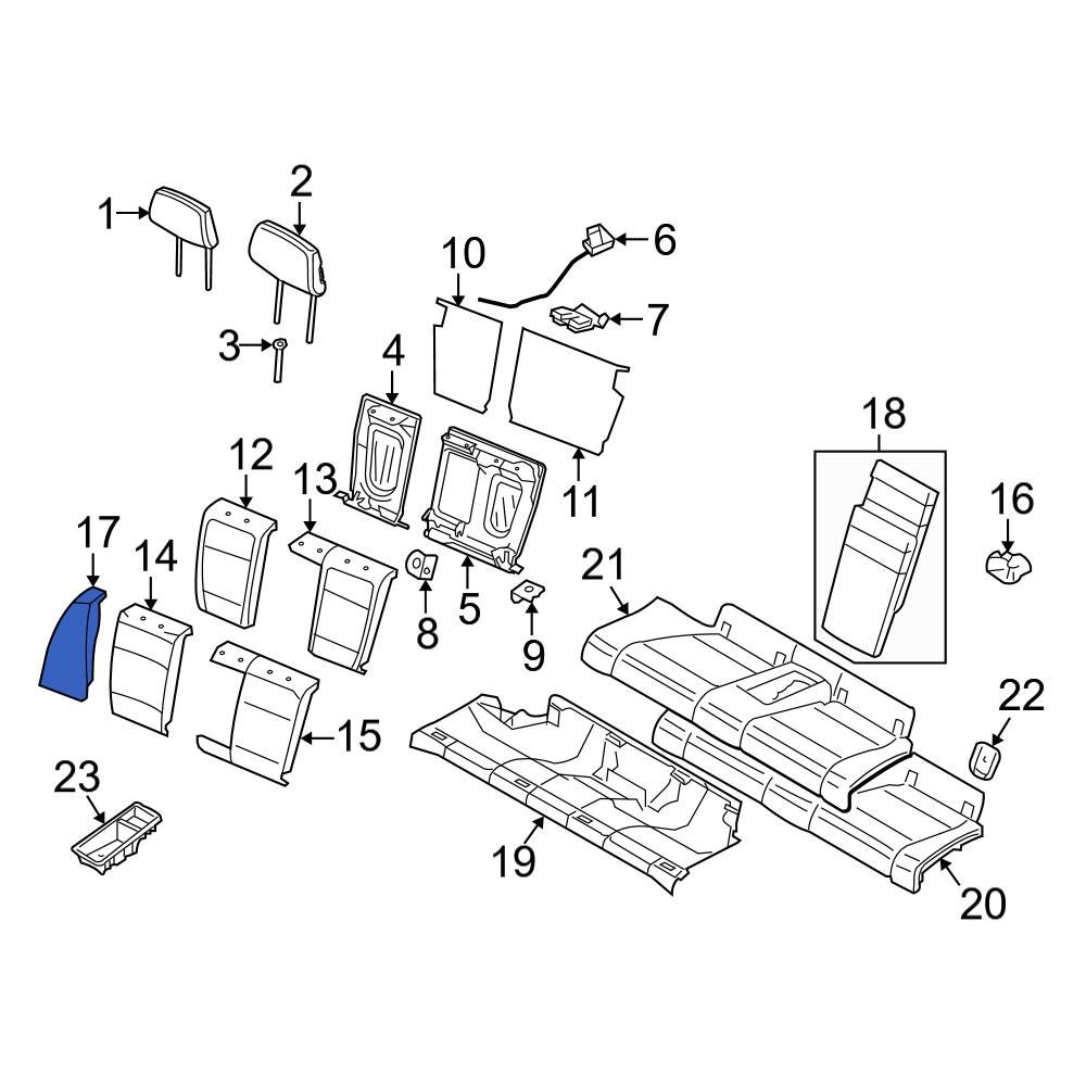 BMW OE 52209158977 Rear Left Seat Back Bolster Assembly