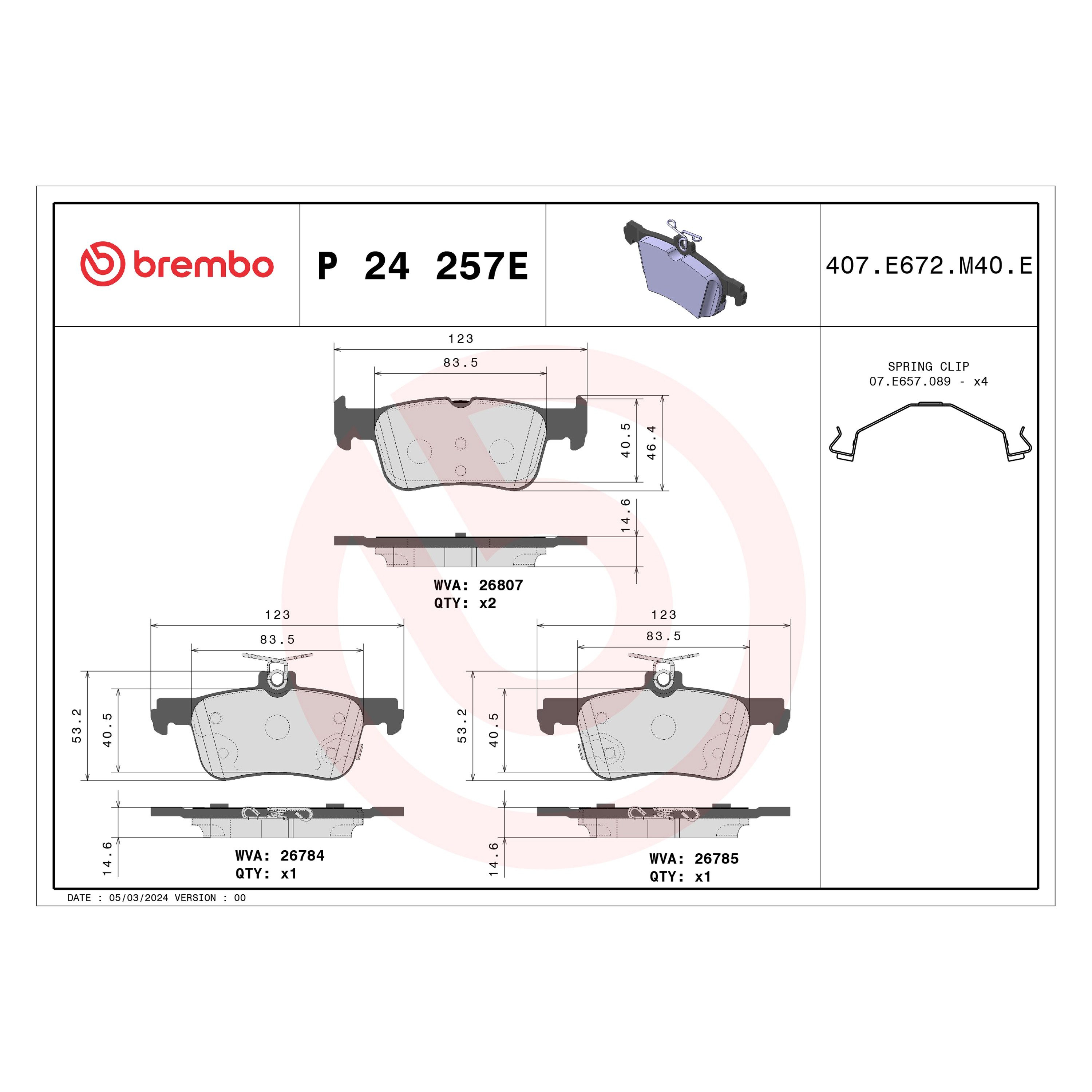 Brembo P50044N Ceramic Rear Brake Pads For Mercedes-Benz - Low Dust, Quiet, OE Quality