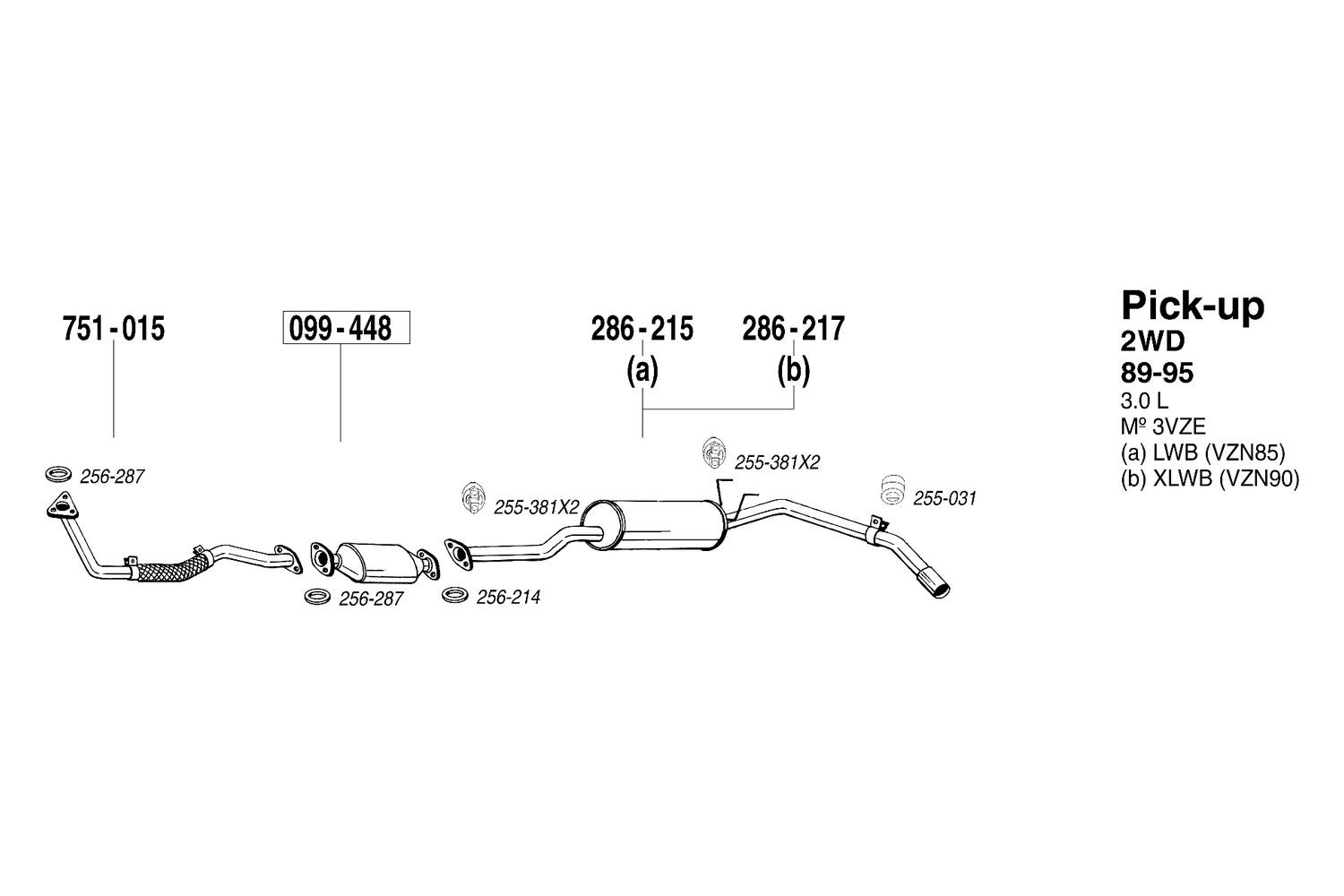 BRExhaust® - Toyota Pick Up 1990 Replacement Exhaust Kit