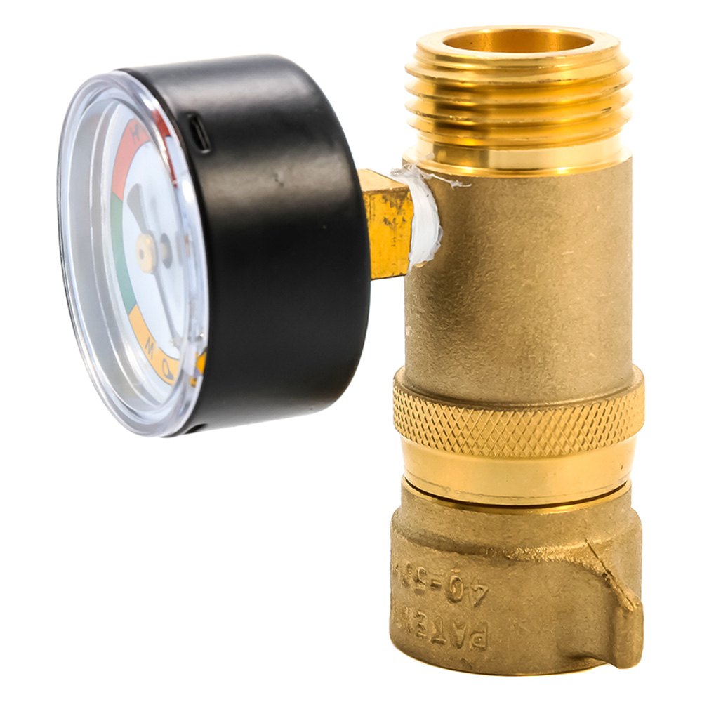 Camco® 40064 - Brass Water Pressure Regulator with Gauge (3/4" FPT x 3/ Camco Brass Water Pressure Regulator With Gauge
