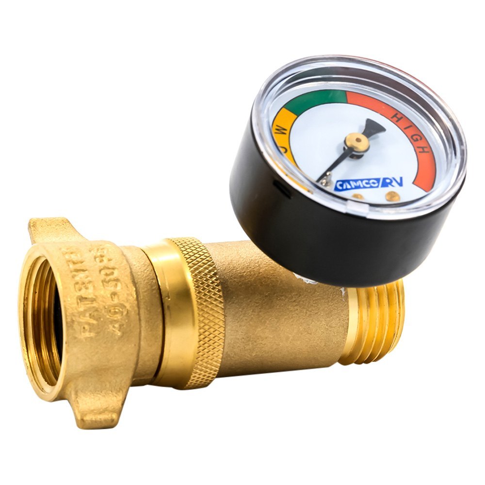 Camco® 40064 Brass Water Pressure Regulator with Gauge (3/4" FPT x 3/