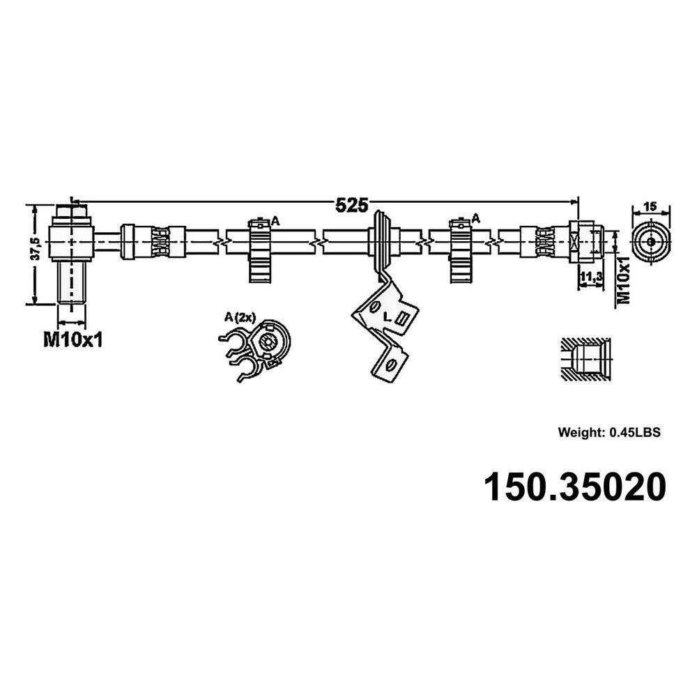 Rr Brake Hose Centric Parts 150.35314
