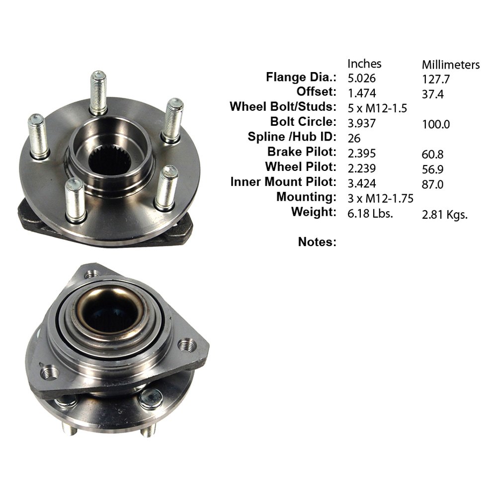 Centric® 400.63002 Premium™ Front Driver Side Driven Wheel Bearing and Hub Assembly