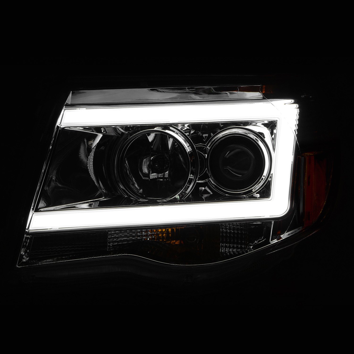 CG® 02-AZ-TT05-PCC-P-A-C - Chrome LED DRL Bar Projector Headlights