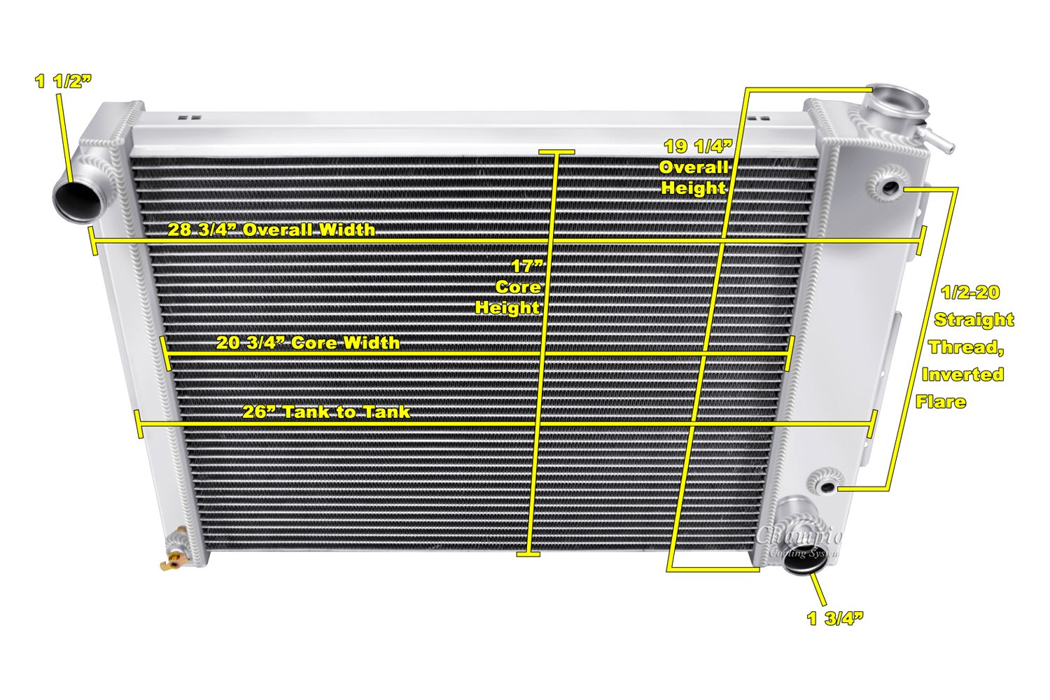 Champion Cooling Systems ® - Crossflow Engine Coolant Radiator.