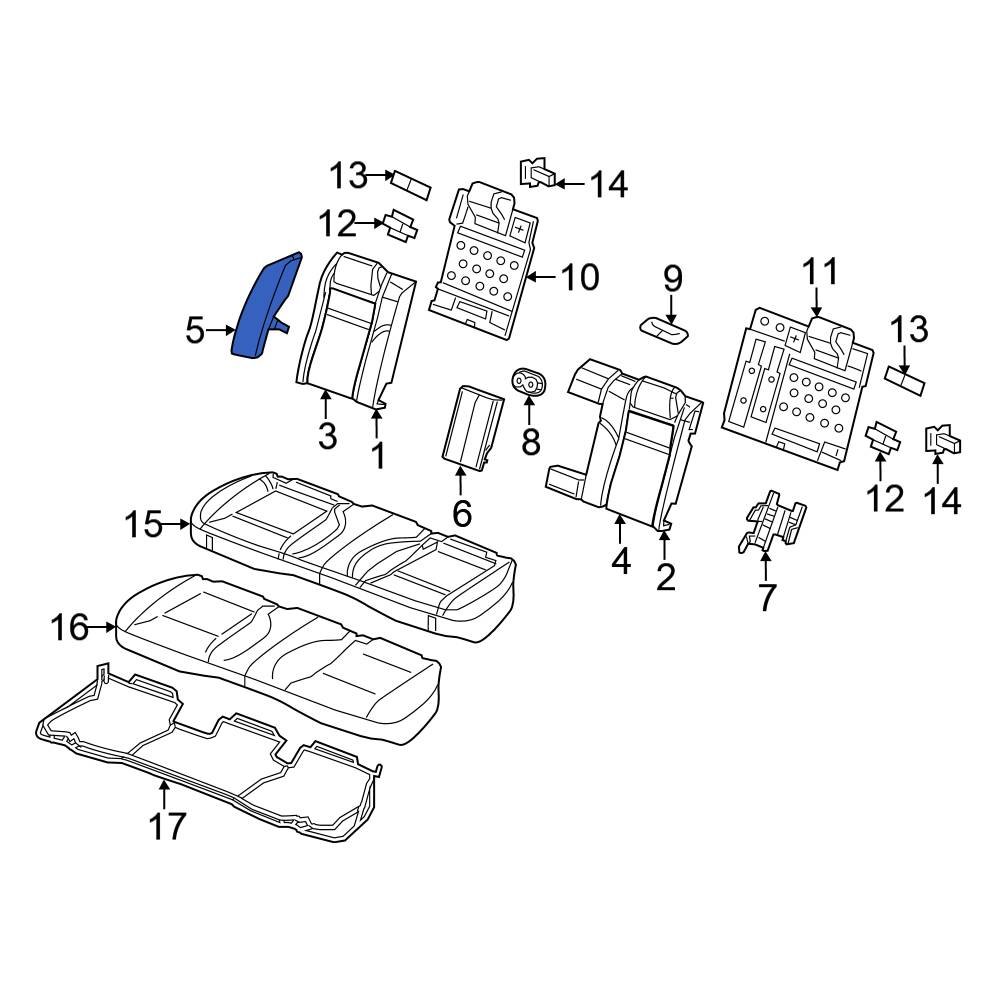 Chrysler OE 6RM771X9AA Rear Left Seat Back Bolster Assembly