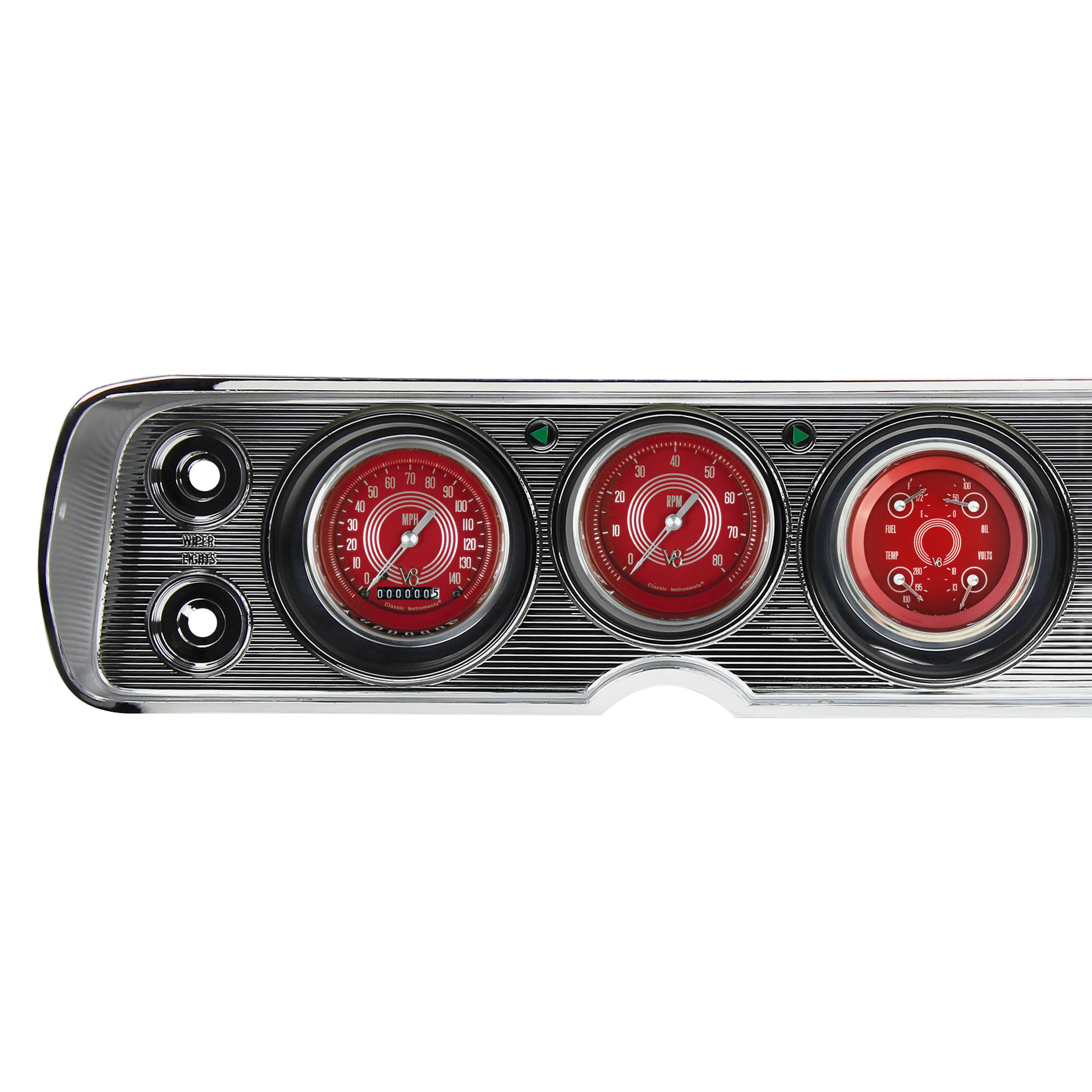 Classic Instruments® CV64V8RS V8 Red Steelie Series Direct Fit Gauge Kit