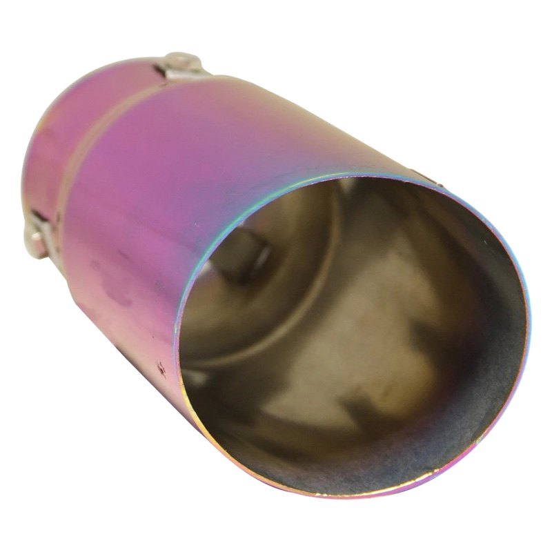 Exhaust Tip Stainless Steel Round Non-Resonated Angle Cut Bolt-On Chameleon