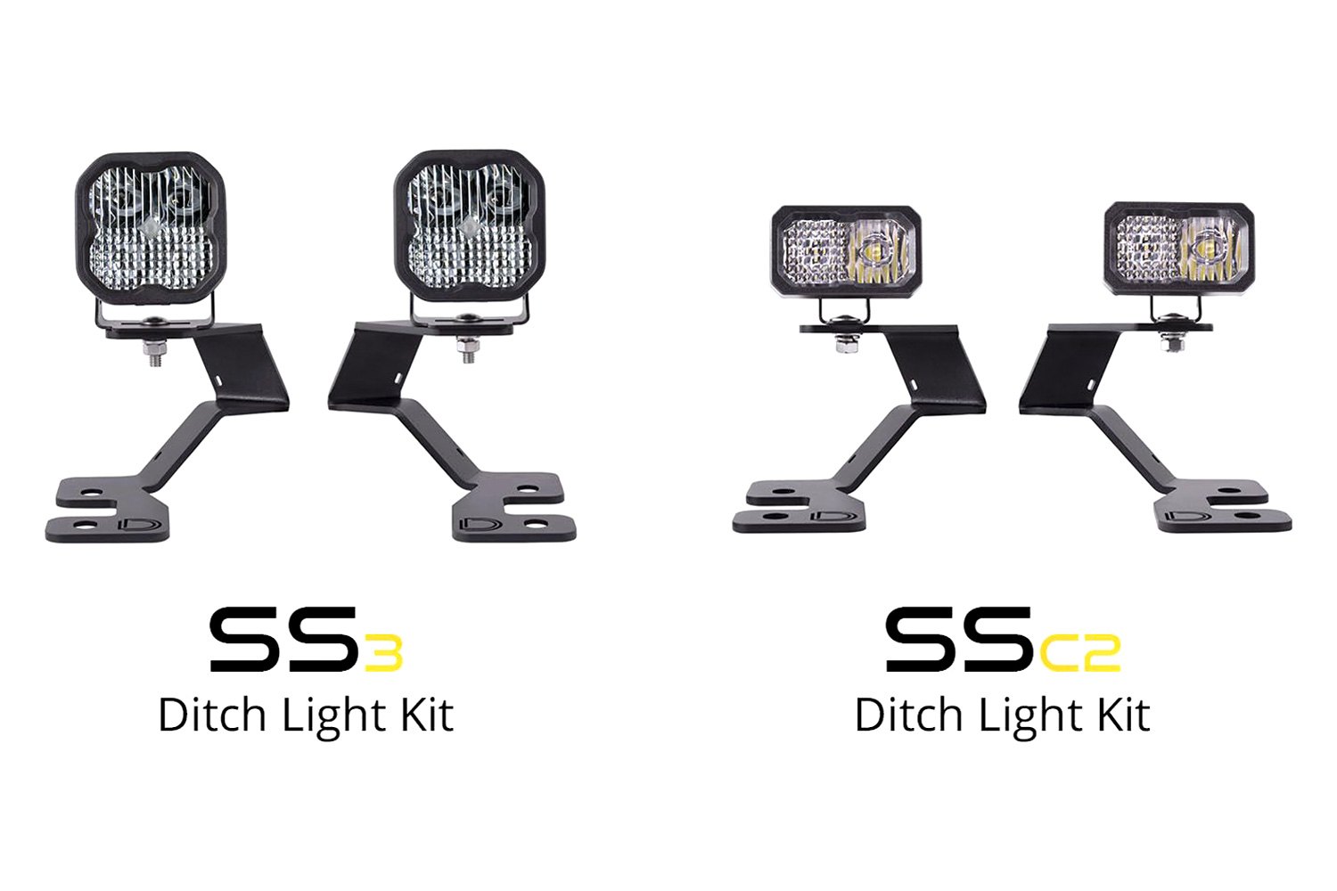 Diode Dynamics® DD7137P Black Hood Ditch Mounts for Two SS3 or SSC2