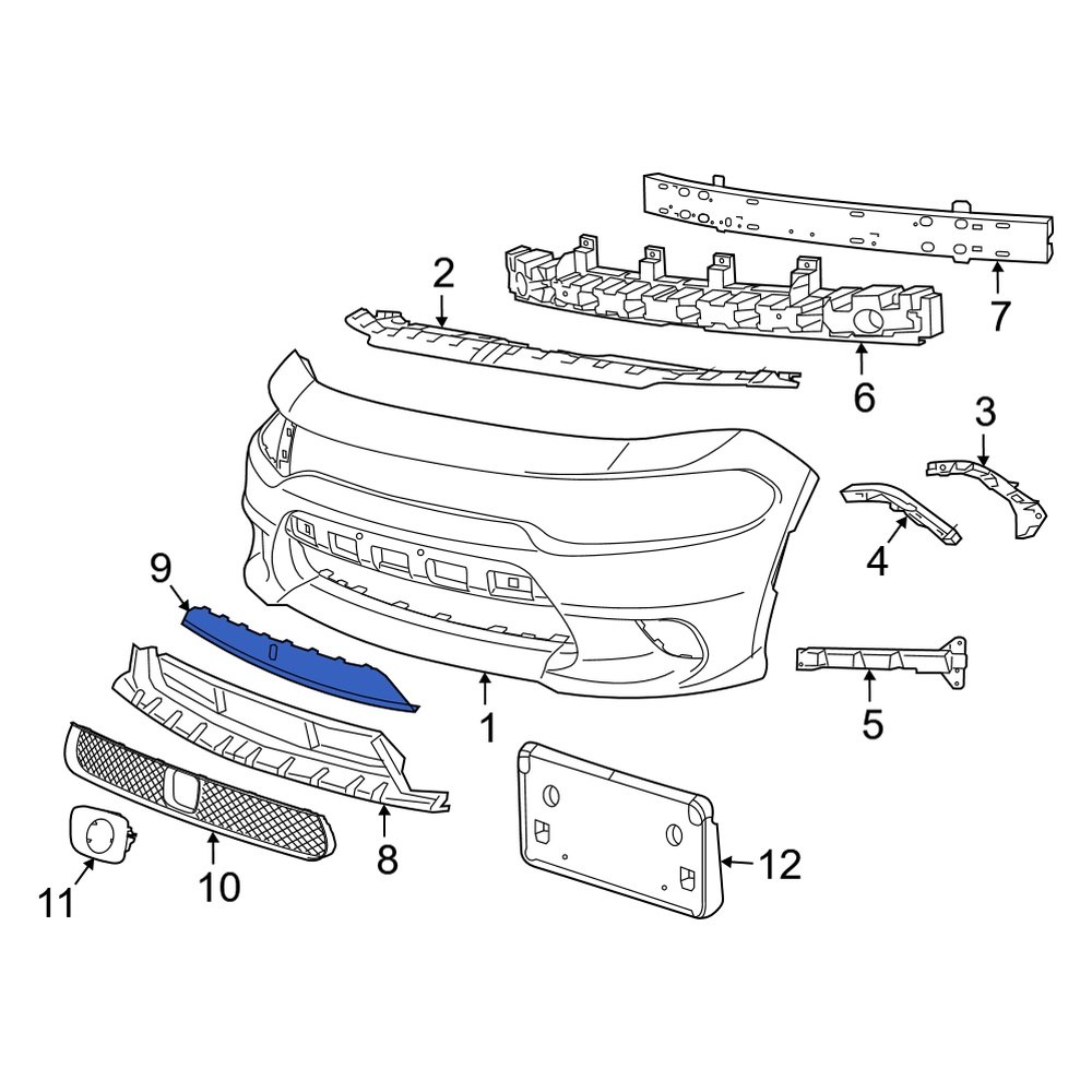 Dodge OE 68225517AA Front Bumper Cover Spacer Panel