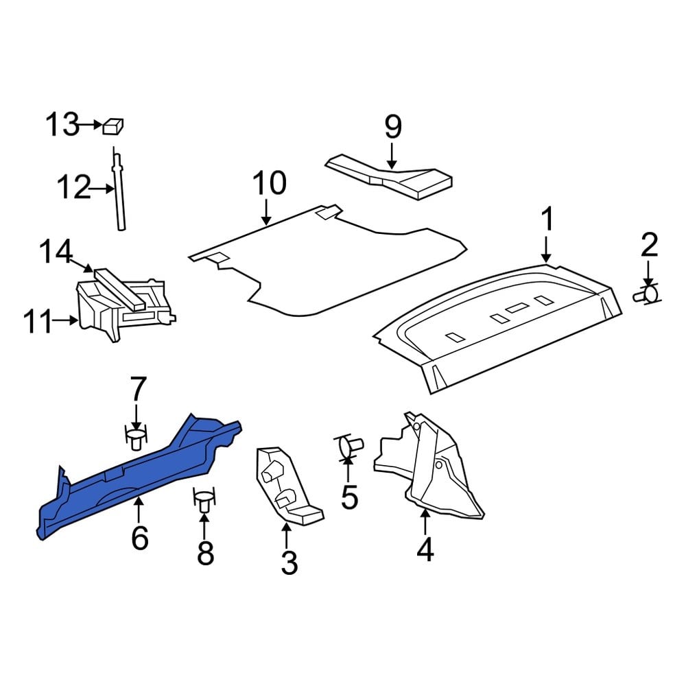 Dodge OE 1AZ25VXLAD - Rear Trunk Trim Panel