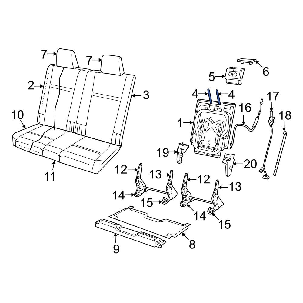 Dodge OE 68039114AA Rear Headrest Bracket