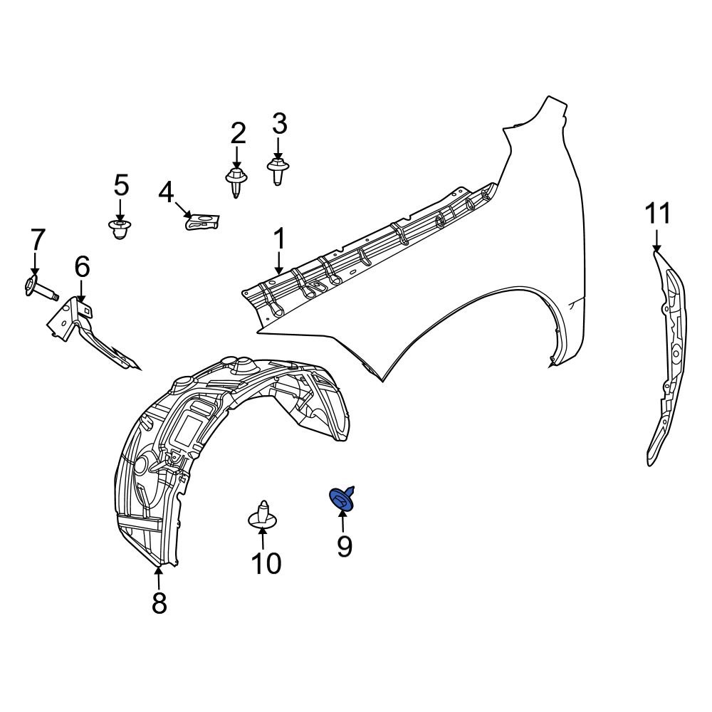 Dodge OE 6509539AA Fender Liner Screw