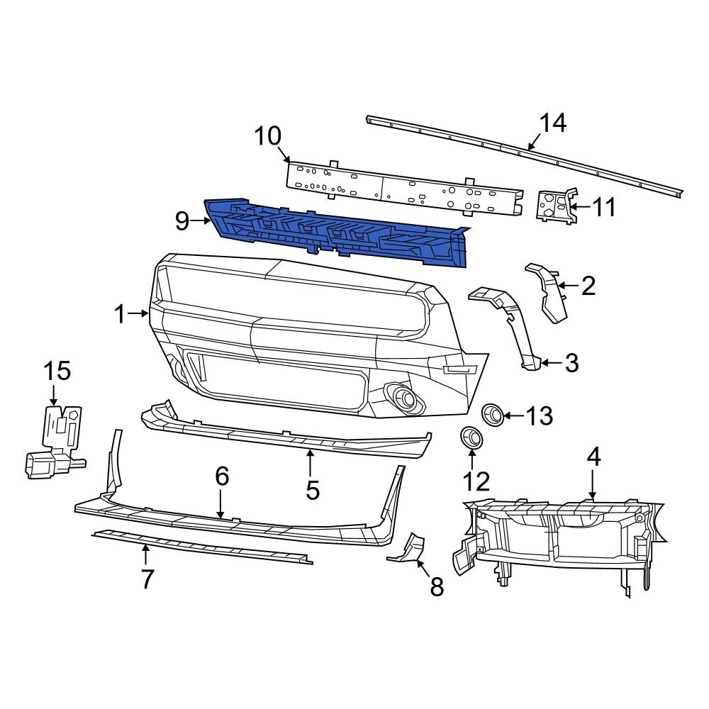 Front Bumper Face Bar Impact Absorber For Dodge Challenger 2015-2022 - Replaces #68174977AA, Black Plastic