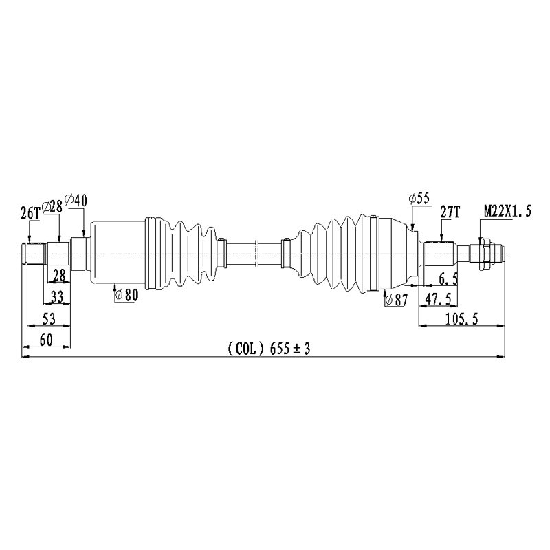 DSS® 8335N Front Driver Side CV Axle Shaft