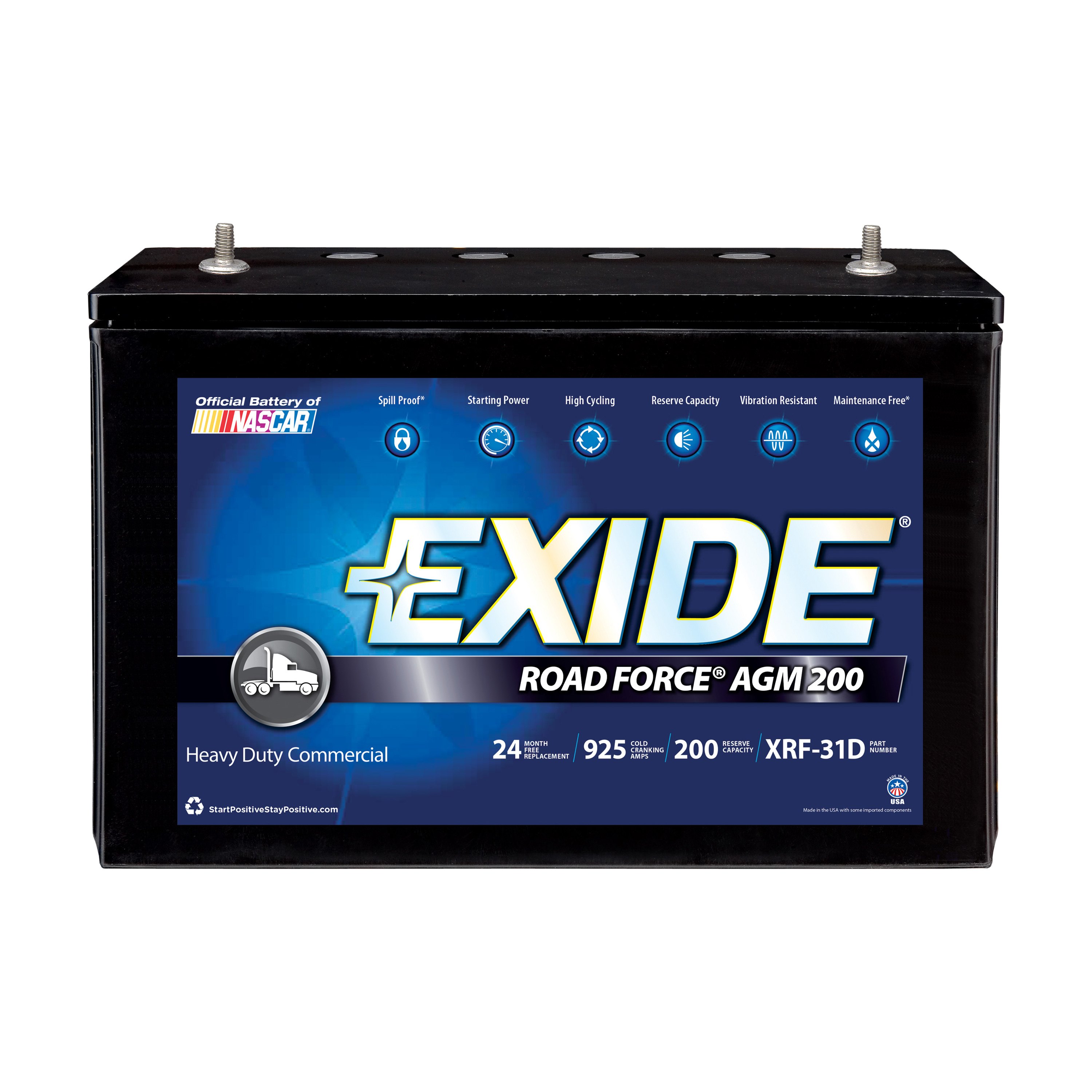 RoadForce ™ AGM Battery (XRF-31D) by Exide ®. Amp Hour Capacity: 100. 