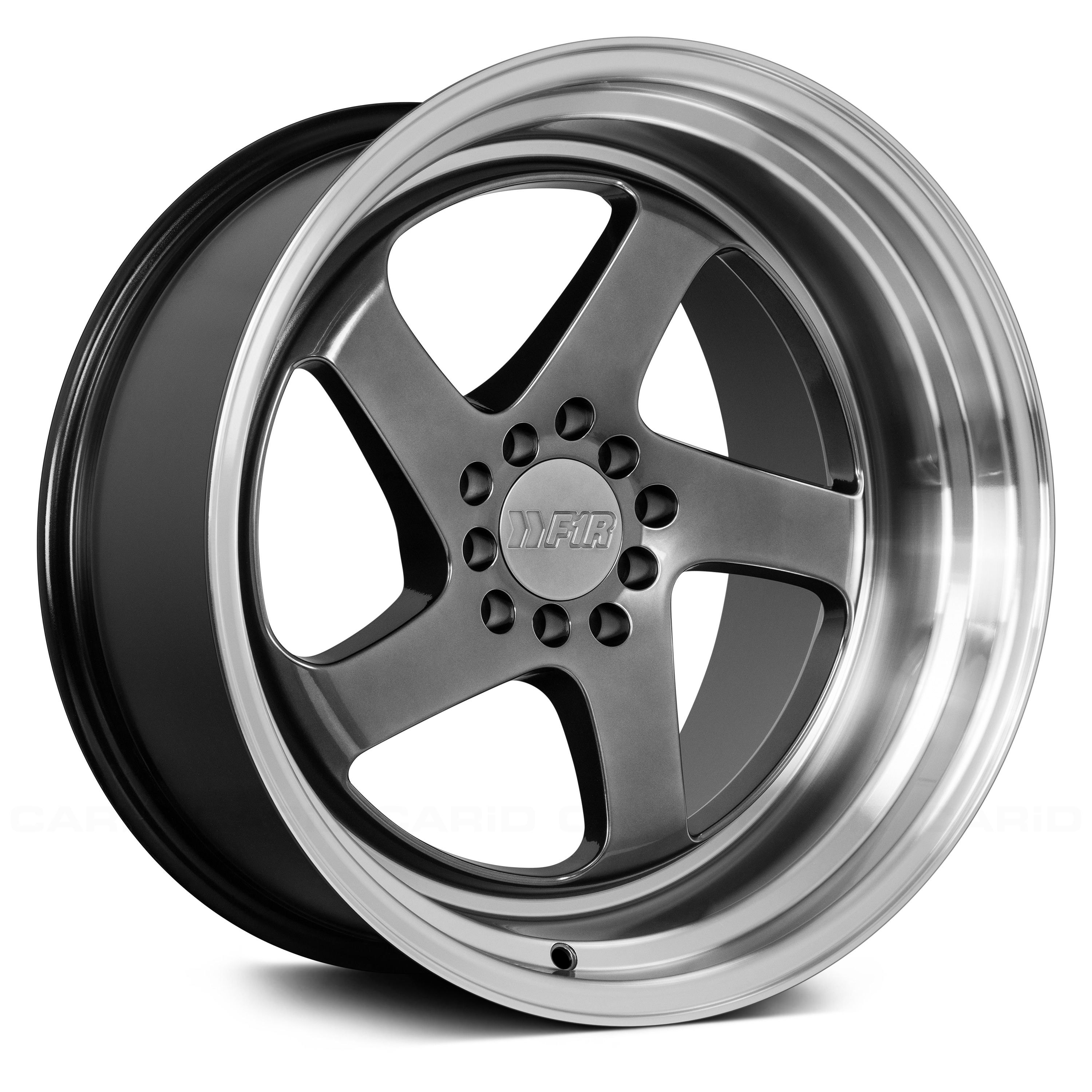 F1r F28 Wheels Hyper Black With Polished Lip Rims