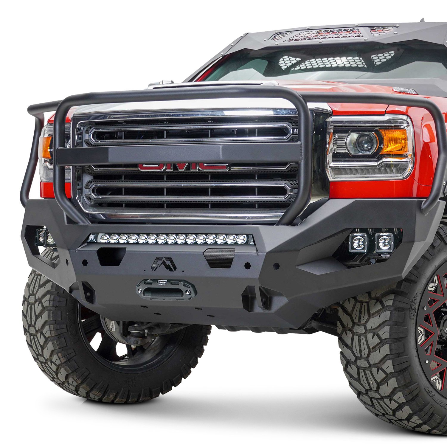 Fab Fours® GM15-X2850-B - Matrix Full Width Raw Front Winch HD Bumper ...