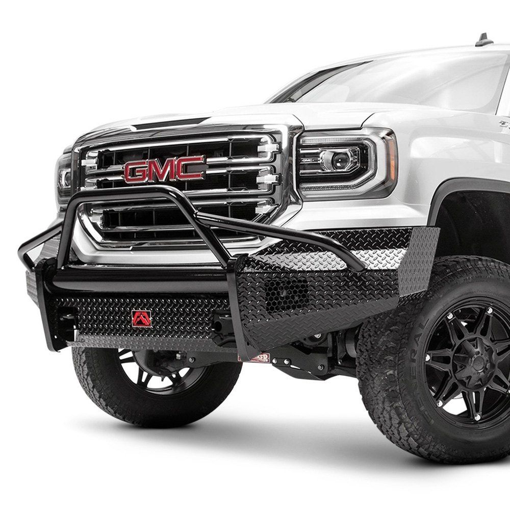 Fab Fours Gmc Sierra Black Steel Full Width Blacked Front Hd Bumper With Pre Runner